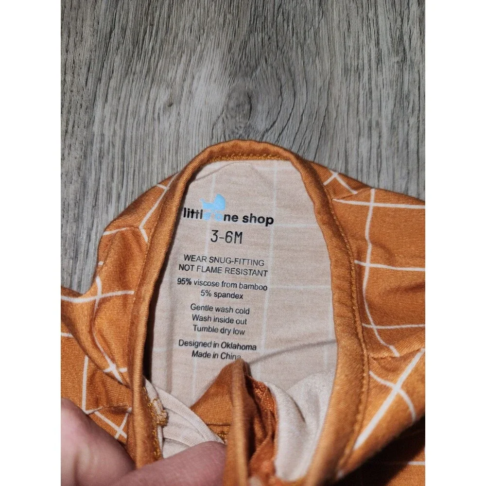 Little One Shop Orange Grid Print Bamboo Sleeper | 3-6M